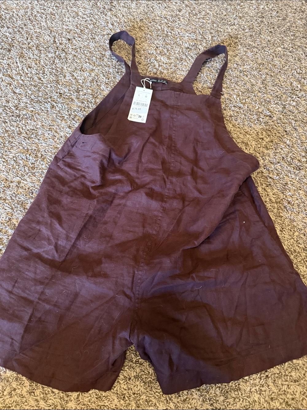 OYSHO Linen Blend Plum Romper Overalls - Unbranded